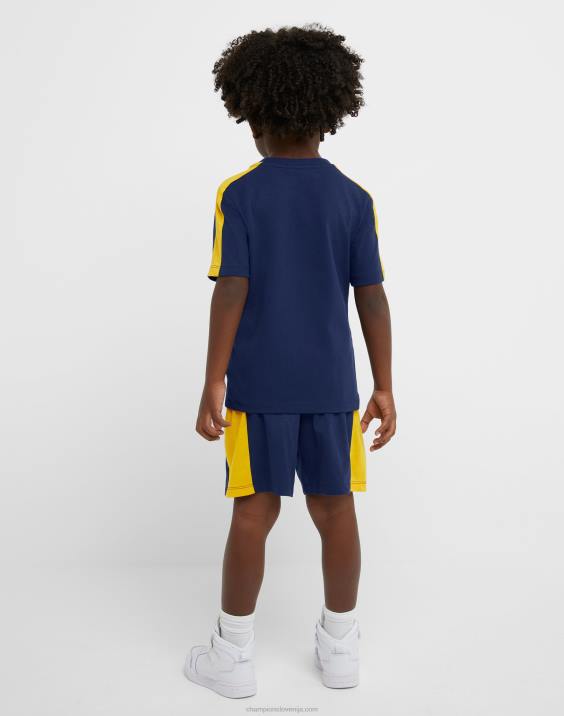 Championotroška majica s kratkimi rokavi in ​​kratke hlače colorblock, 2-delni komplet 2B841841 mornariško/ekipno zlato