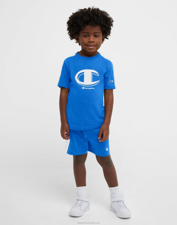 Championotroška majica s kratkimi rokavi in ​​kratke hlače colorblock, 2-delni komplet 2B841842 bozetto modra/bela