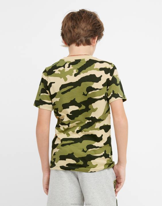 Championvelika otroška bombažna majica s kratkimi rokavi za fante s kamuflažnim potiskom 2B841849 camo