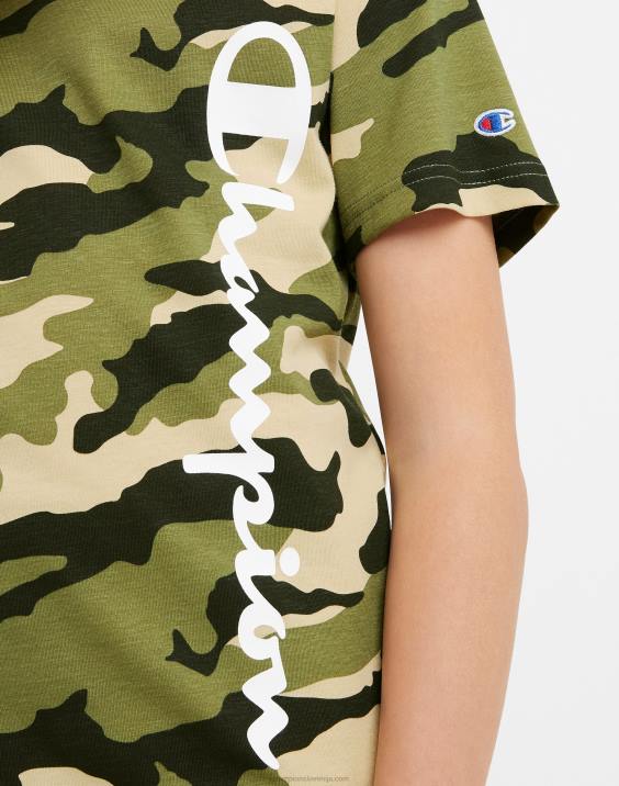 Championvelika otroška bombažna majica s kratkimi rokavi za fante s kamuflažnim potiskom 2B841849 camo