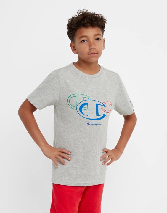 Championvelika otroška bombažna majica z logotipom treh c 2B841845 oksfordsko sivo resje