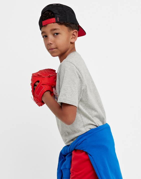 Championvelika otroška bombažna majica z logotipom treh c 2B841845 oksfordsko sivo resje