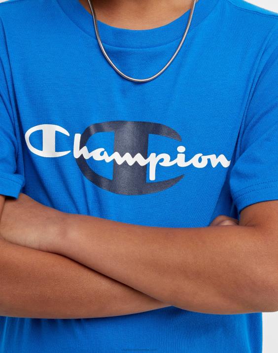 Championvelika otroška fantovska majica s kratkimi rokavi, napis nad velikim c 2B841854 bozzetto modra
