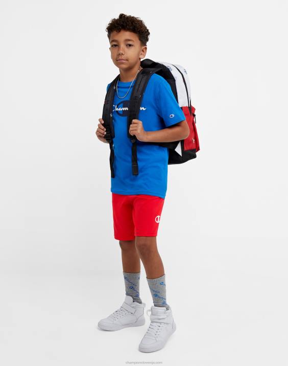 Championvelika otroška fantovska majica s kratkimi rokavi, napis nad velikim c 2B841854 bozzetto modra