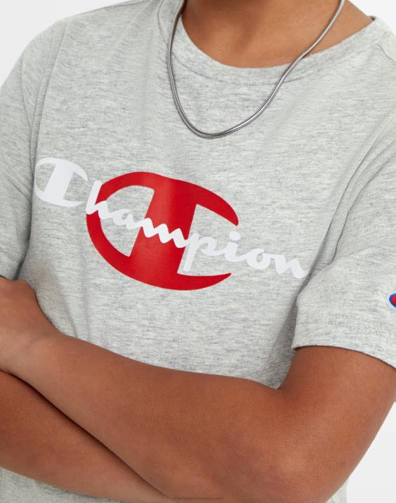 Championvelika otroška fantovska majica s kratkimi rokavi, napis nad velikim c 2B841855 oksfordsko sivo resje