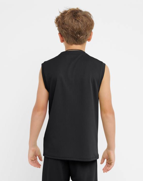 Championvelika otroška majica brez rokavov z mrežastim izrezom in logotip s scenarijem 2B841847 Črna