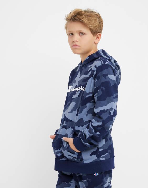 Championvelik otroški pulover s kapuco po celem kamuflažnem tisku z logotipom 2B841823 mornariška maskirna obleka