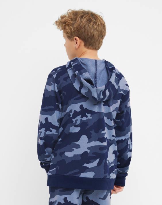 Championvelik otroški pulover s kapuco po celem kamuflažnem tisku z logotipom 2B841823 mornariška maskirna obleka