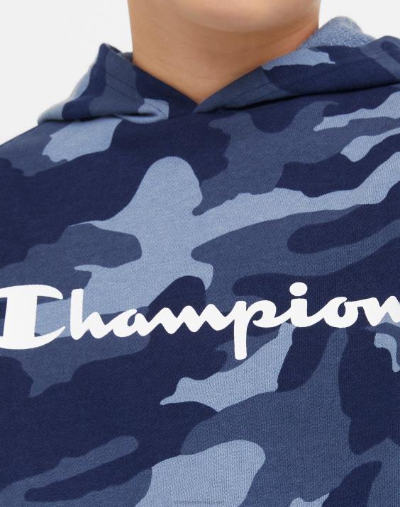 Championvelik otroški pulover s kapuco po celem kamuflažnem tisku z logotipom 2B841823 mornariška maskirna obleka