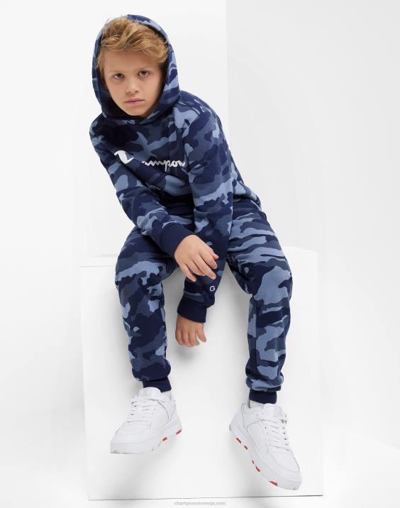 Championvelik otroški pulover s kapuco po celem kamuflažnem tisku z logotipom 2B841823 mornariška maskirna obleka