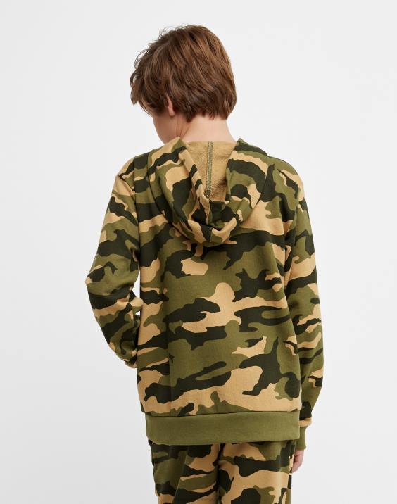 Championvelik otroški pulover s kapuco po celem kamuflažnem tisku z logotipom 2B841824 camo