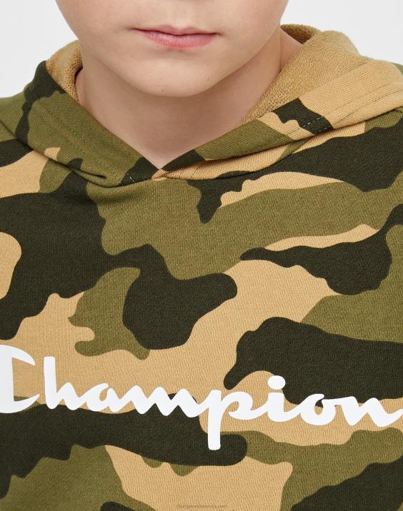 Championvelik otroški pulover s kapuco po celem kamuflažnem tisku z logotipom 2B841824 camo