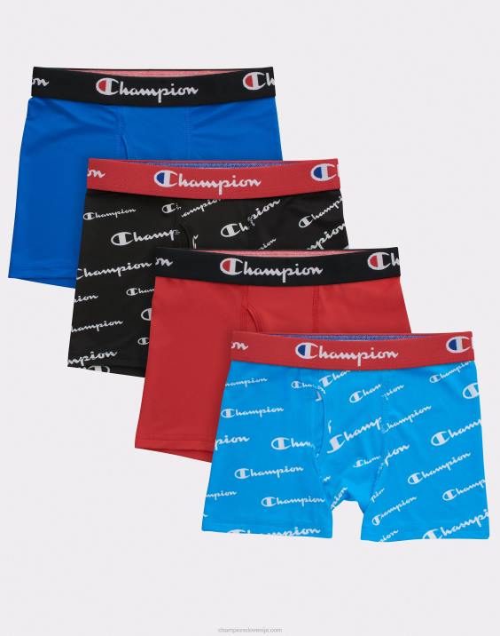Champion vsakodnevno aktivno deško spodnje perilo odvaja vlago modro/rdeče/script 4-paket 2B841912
