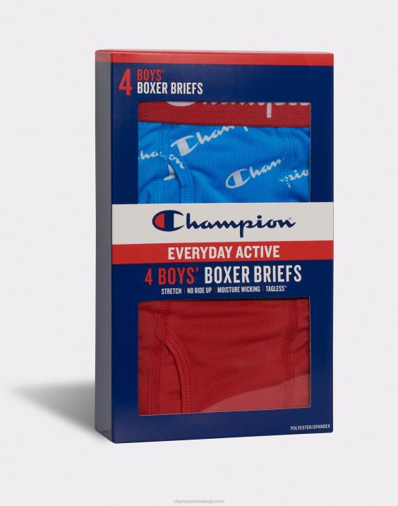 Champion vsakodnevno aktivno deško spodnje perilo odvaja vlago modro/rdeče/script 4-paket 2B841912