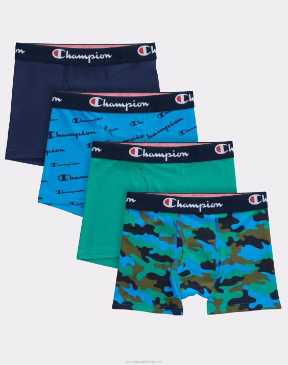 Champion vsakodnevno aktivno deško spodnje perilo odvaja vlago mornarsko/script/zeleno/camo 4-komplet 2B841911