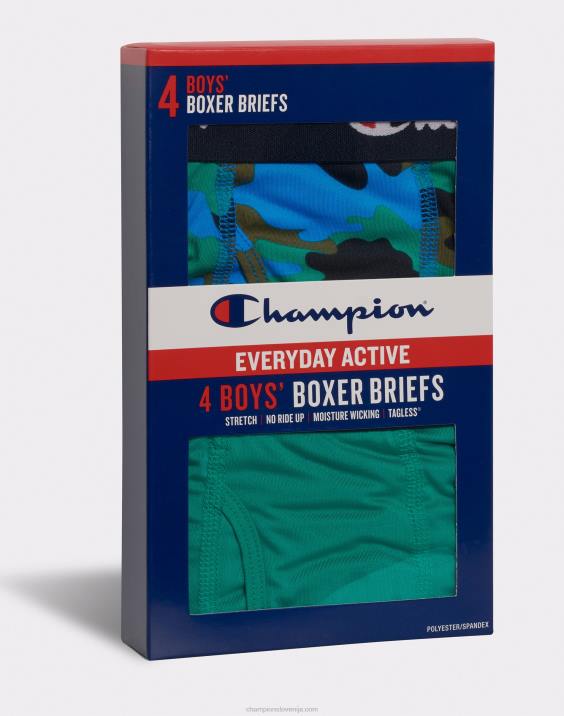 Champion vsakodnevno aktivno deško spodnje perilo odvaja vlago mornarsko/script/zeleno/camo 4-komplet 2B841911