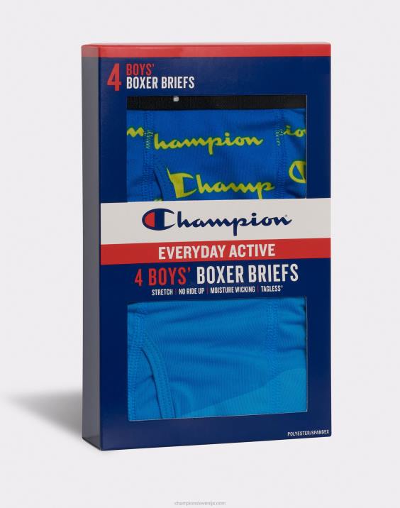 šampionski paket spodnjega perila za vsakodnevne aktivnosti za fante, ki odvaja vlago črno/modro/script 4-paket 2B841913